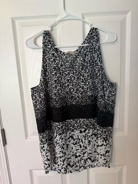 Banana Republic Sleeveless Black & White Splatter Tank Top